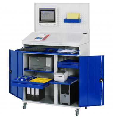 RAU Computerschrank 1100x520x1895mm mobil l.gre.bl