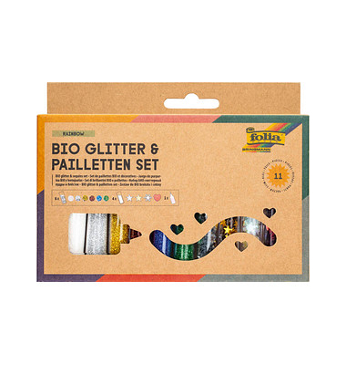 Bio Glitter & Pailletten-Set Glitzer farbsortiert