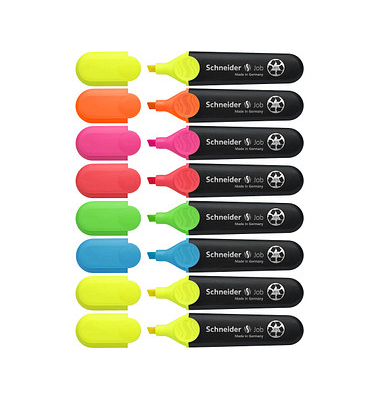 Textmarker Job, 115068, Etui, 8-farbig sortiert, 1-5mm Keilspitze