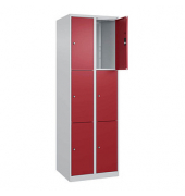 Schließfachschrank Classic Plus lichtgrau, rubinrot 080000-203 S10001, 9 Schließfächer 60,0 x 50,0 x 185,0 cm