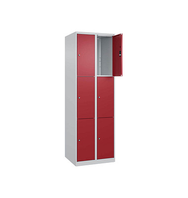 Schließfachschrank Classic Plus lichtgrau, rubinrot 080000-203 S10001, 9 Schließfächer 60,0 x 50,0 x 185,0 cm