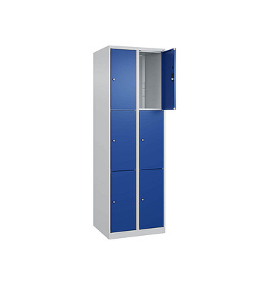 Schließfachschrank Classic Plus enzianblau, lichtgrau 080000-203 S10003, 9 Schließfächer 60,0 x 50,0 x 185,0 cm