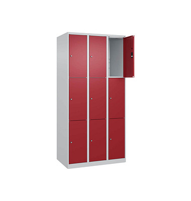Schließfachschrank Classic Plus lichtgrau, rubinrot 080000-303 S10001, 6 Schließfächer 90,0 x 50,0 x 185,0 cm