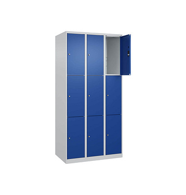 Schließfachschrank Classic Plus enzianblau, lichtgrau 080000-303 S10003, 6 Schließfächer 90,0 x 50,0 x 185,0 cm