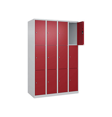Schließfachschrank Classic Plus lichtgrau, rubinrot 080000-403 S10001, 12 Schließfächer 120,0 x 50,0 x 185,0 cm