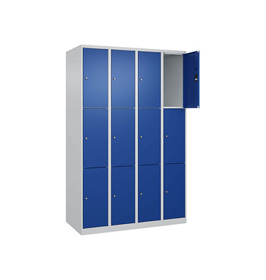 Schließfachschrank Classic Plus enzianblau, lichtgrau 080000-403 S10003, 12 Schließfächer 120,0 x 50,0 x 185,0 cm