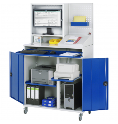RAU Computerschrank 1100x520x1895mm Monitorgehäuse mobil l.gre.bl