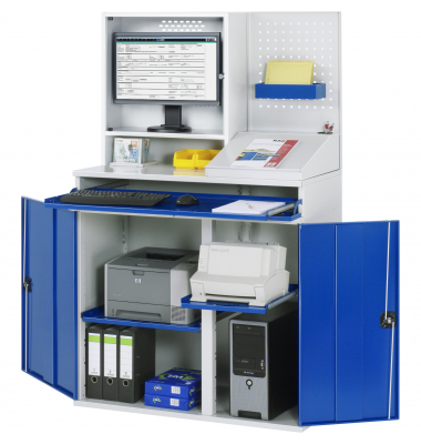 RAU Computerschrank 1100x520x1770mm Monitorgehäuse stationär l.gre.bl