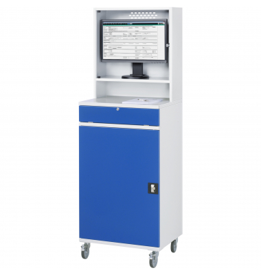 RAU Computerschrank 650x520x1895mm Monitorgehäuse mobil l.gre.bl