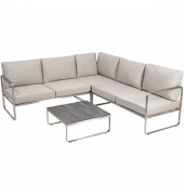 Loungegruppe Sydney beige, silber Metall