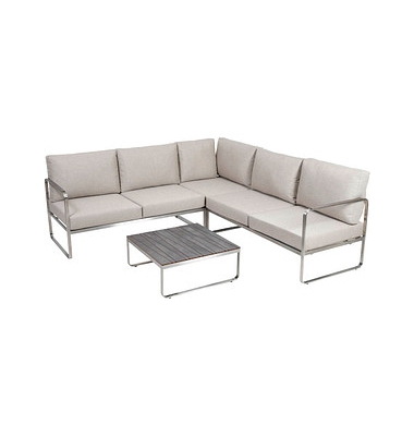Loungegruppe Sydney beige, silber Metall