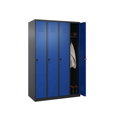 Spind Classic Plus enzianblau, schwarzgrau 080000-40 S10057, 4 Schließfächer 120,0 x 50,0 x 185,0 cm