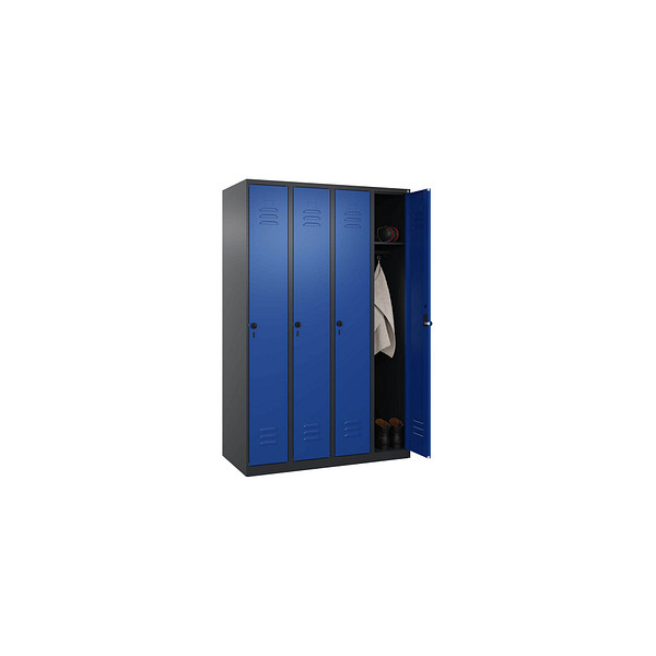 4068427429589 - Spind Classic Plus enzianblau schwarzgrau 080000-40 S10057 4 Schließfächer 1200 x 500 x 1850 cm 4068427429589 C+P-Möbel