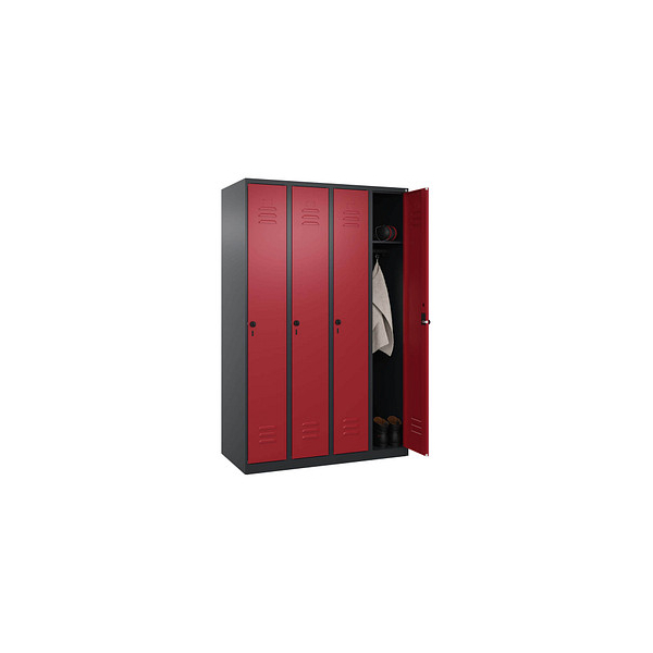 4068427429787 - Spind Classic Plus rubinrot schwarzgrau 080000-40 S10058 4 Schließfächer 1200 x 500 x 1850 cm 4068427429787 C+P-Möbel 4068427429787 - Spind Classic Plus rubinrot schwarzgrau 080000-40 S10058 4 Schließfächer 1200 x 500 x 1850 cm 4068427429787 C+P-Möbel