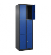 Schließfachschrank Classic Plus enzianblau, schwarzgrau 080000-203 S10033, 6 Schließfächer 60,0 x 50,0 x 185,0 cm