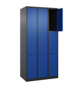 Schließfachschrank Classic Plus enzianblau, schwarzgrau 080000-303 S10031, 9 Schließfächer 90,0 x 50,0 x 185,0 cm