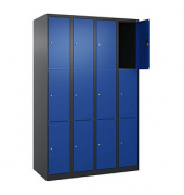 Schließfachschrank Classic Plus enzianblau, schwarzgrau 080000-403 S10033, 12 Schließfächer 120,0 x 50,0 x 185,0 cm