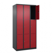 Schließfachschrank Classic Plus rubinrot, schwarzgrau 080000-303 S10032, 9 Schließfächer 90,0 x 50,0 x 185,0 cm