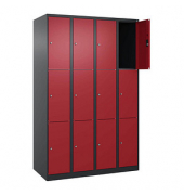 Schließfachschrank Classic Plus rubinrot, schwarzgrau 080000-403 S10034, 12 Schließfächer 120,0 x 50,0 x 185,0 cm