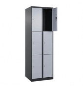 Schließfachschrank Classic Plus schwarzgrau, weißaluminium 080000-203 S10041, 6 Schließfächer 60,0 x 50,0 x 185,0 cm