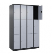 Schließfachschrank Classic Plus schwarzgrau, weißaluminium 080000-403 S10037, 12 Schließfächer 120,0 x 50,0 x 185,0 cm
