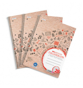 Collegeblock 400153863 Recycling, Schule, Lineatur 28 / kariert mit Rand innen/außen, A4, 70g, beige, 80 Blatt