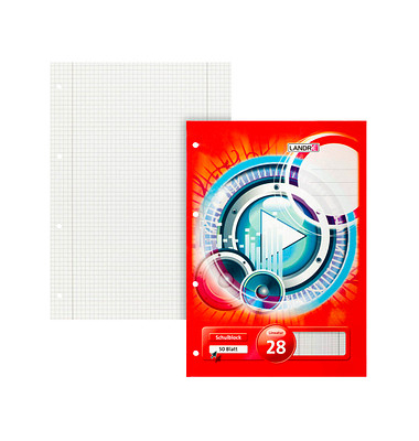 Schulheft 100050455 / Lineatur 28, A4, 70g, rot