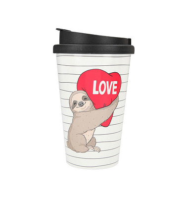 Kaffeebecher To-Go Love Faultier weiß 0,35 l Kaffeebecher To-Go Love Faultier weiß 0,35 l