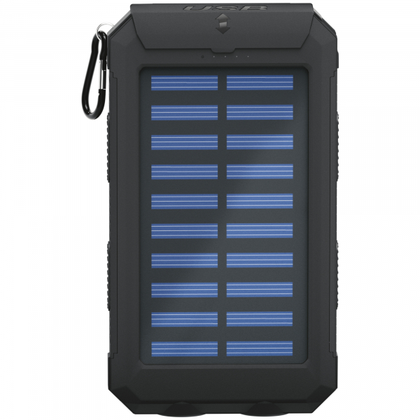 4040849492167 - goobay Outdoor PowerBank 80 - Solar-Powerbank - Li-Pol - 8000 mAh - 296 Wh - 2 A - 2 Ausgabeanschlussstellen (2 x USB) - auf Kabel Micro-USB - Schwarz (49216)