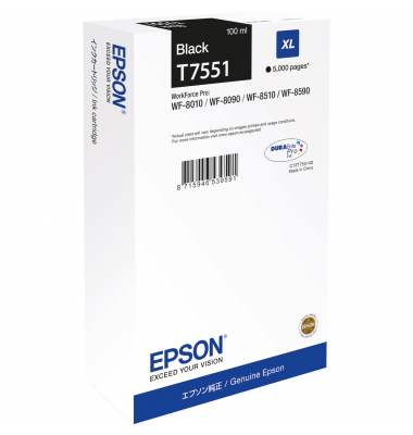 Druckerpatrone T7551XL C13T75514N (T7551), schwarz, ca. 5000 Seiten