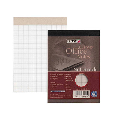 Notizblock 100050295 Recycling, kariert, A6, 60g, braun, 50 Blatt