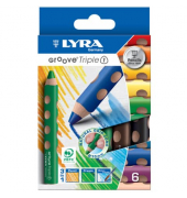 Aquarellstifte-Set Groove, L3831060, 6-farbig sortiert, dreikant, ergonomisch, Packung
