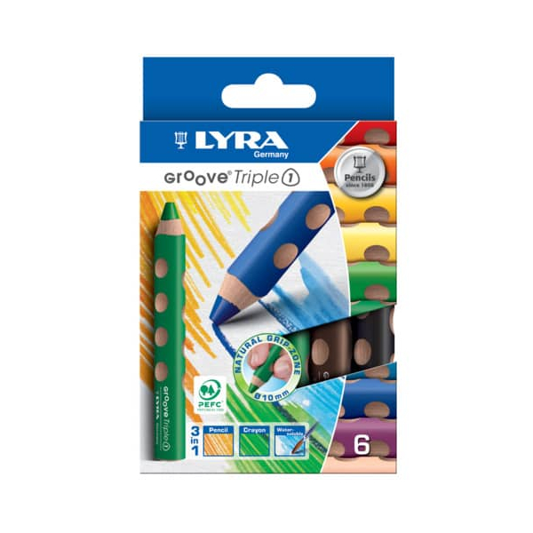 Lyra Aquarellstifte-Set Groove, L3831060, 6-farbig sortiert, dreikant, ergonomisch, Packung 4084900308578 Lyra 6 Stück