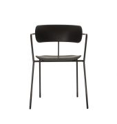 Besucherstuhl BISTRO, schwarz / schwarz, mit Armlehnen, 4-Fuß-Gestell