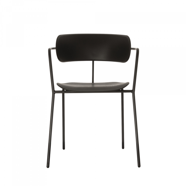 3660141233155 - Stuhl BISTRO stapelbar bis zu 4 Stück B 535 x T 545 x H 760 mm Stahlrohr & Polypropylen schwarz 2 Stück