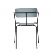 Besucherstuhl BISTRO, blau / schwarz, mit Armlehnen, 4-Fuß-Gestell