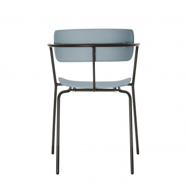 Besucherstuhl BISTRO, blau / schwarz, mit Armlehnen, 4-Fuß-Gestell