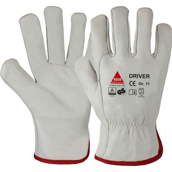 12 Stück Hase Arbeitshandschuhe Driver, Leder, natur, Größe 9 / L 4018949850095 Hase
