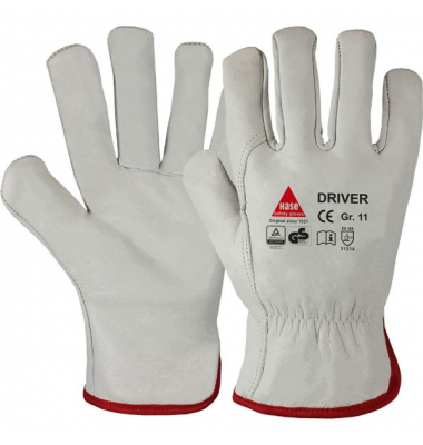 Arbeitshandschuhe Driver, Leder, weiß, Größe 10 / XL
