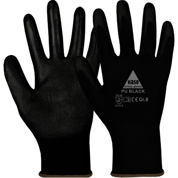 10 Stück Hase Montagehandschuhe PU Black, PU, schwarz, Größe 11 / XXL 4018949987456 Hase