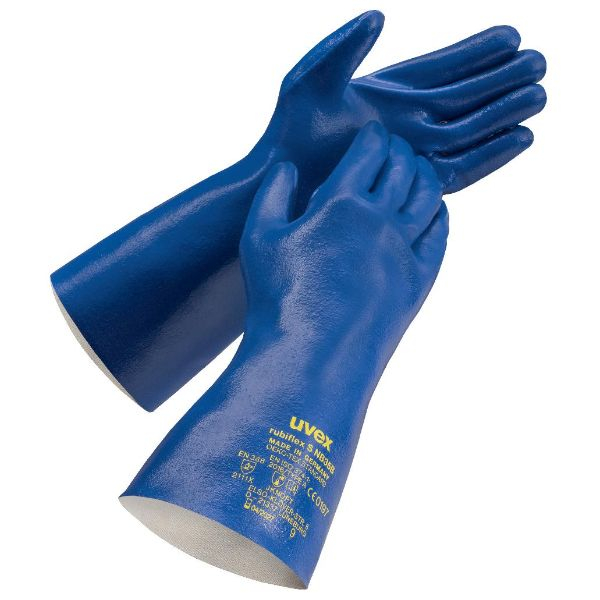 10 Stück uvex Chemikalienschutzhandschuhe rubiflex S NB35B, Nitril-Kautschuk (NBR), blau, Größe 8 / M 4048612008904 uvex