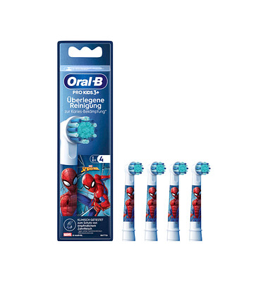 4 Oral-B PRO KIDS 3+ SPIDER-MAN Zahnbürstenaufsätze
