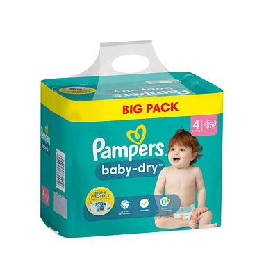 Windeln baby-dry™ BIG PACK  Größe Gr.4 (9-14 kg) für Babys und Kleinkinder (4-18 Monate)