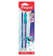 Bleistift-Set KIDY LEARN, 853500, H&auml;rte HB, 2,2mm, blau,lila, mit Radiergummi