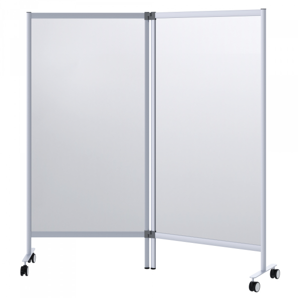 3660141900279 - Mobile Spuckschutz-Doppeltrennwand Modell A Acrylglas Stärke 3 mm B 1715 x T 390 x H 1800 mm mit Rollen