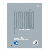 Collegeblock 040835026 Premio, Lineatur 26 / kariert mit weißem Rand, A4, 90g, grau, 80 Blatt
