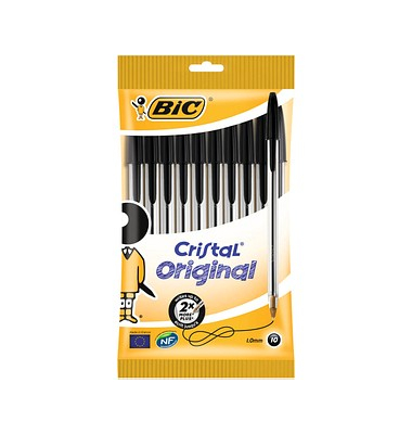 Cristal Kugelschreiber mit Kappe Gr. M - 0,4 mm - schwarz -