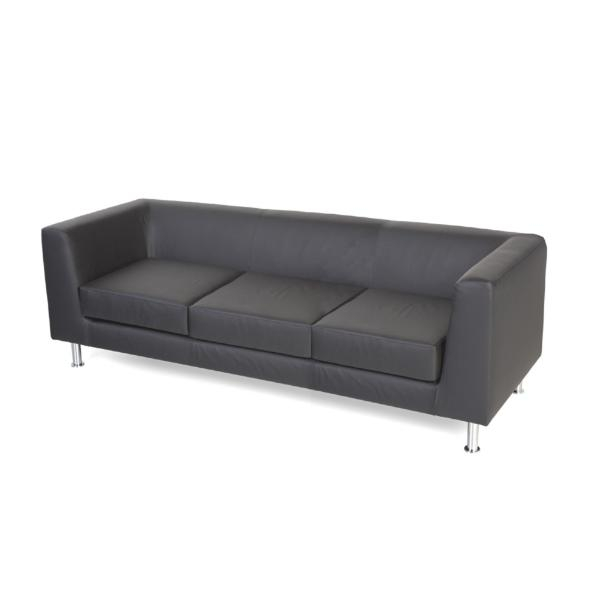 8427951973115 - Loungesofa 3er Kunstleder Schwarz 8427951973115 Rocada