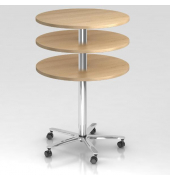 Stehtisch VST, h&ouml;henverstellbar 72-114cm (H), &Oslash; 80cm (BxT), rund, ahorn / chrom, mit Rollen