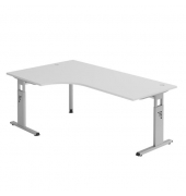 Schreibtisch VOS, manuell h&ouml;henverstellbar, 65-85cm (H), 200x100cm (BxT), rechteckig, wei&szlig; / silber